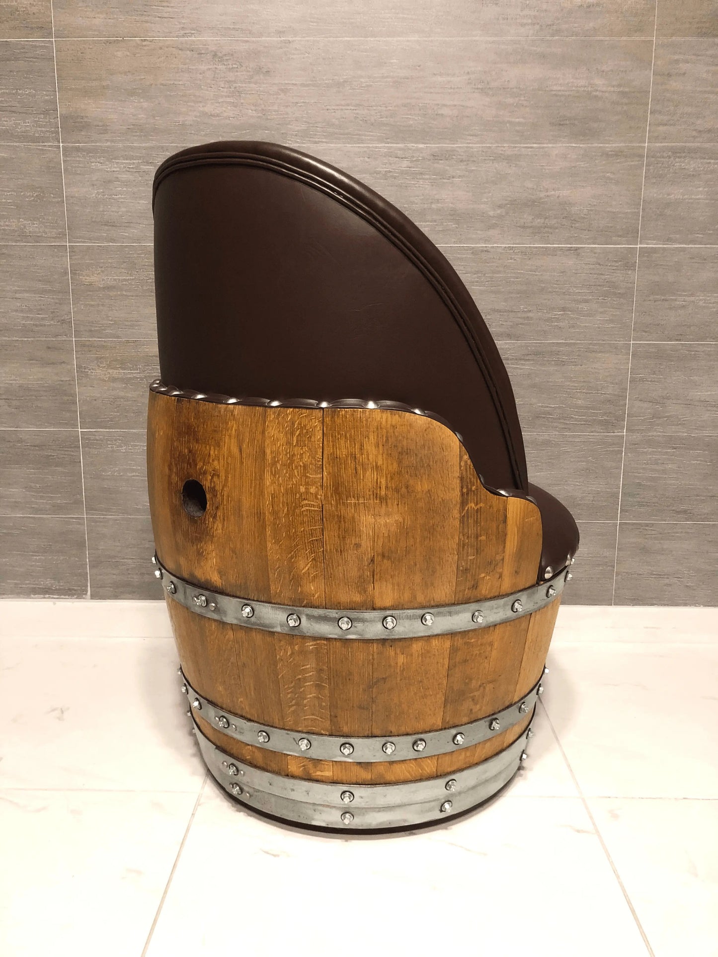 Rustic Whiskey Barrel Coffee Table Furniture Set