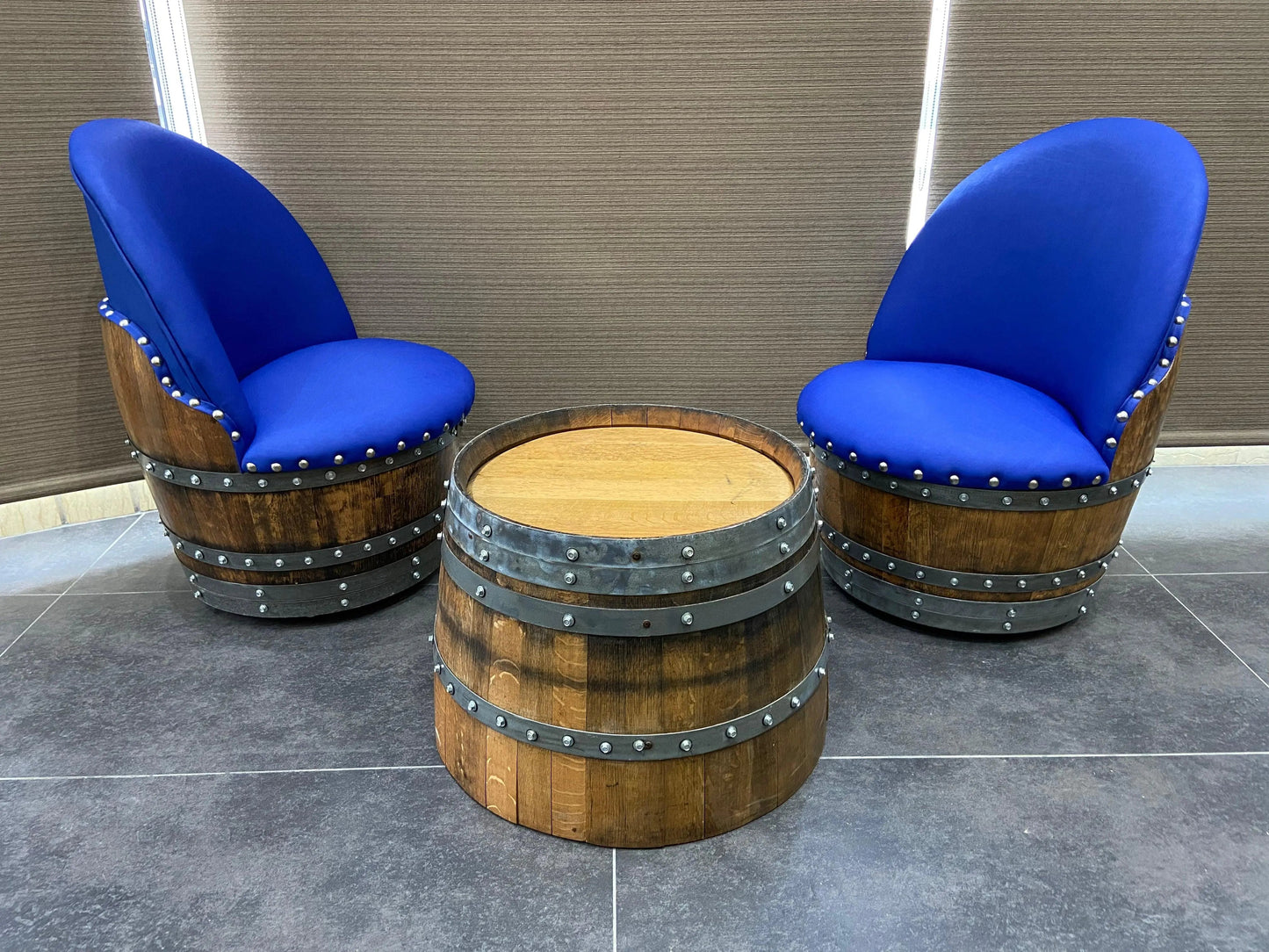 Rustic Whiskey Barrel Furniture Set