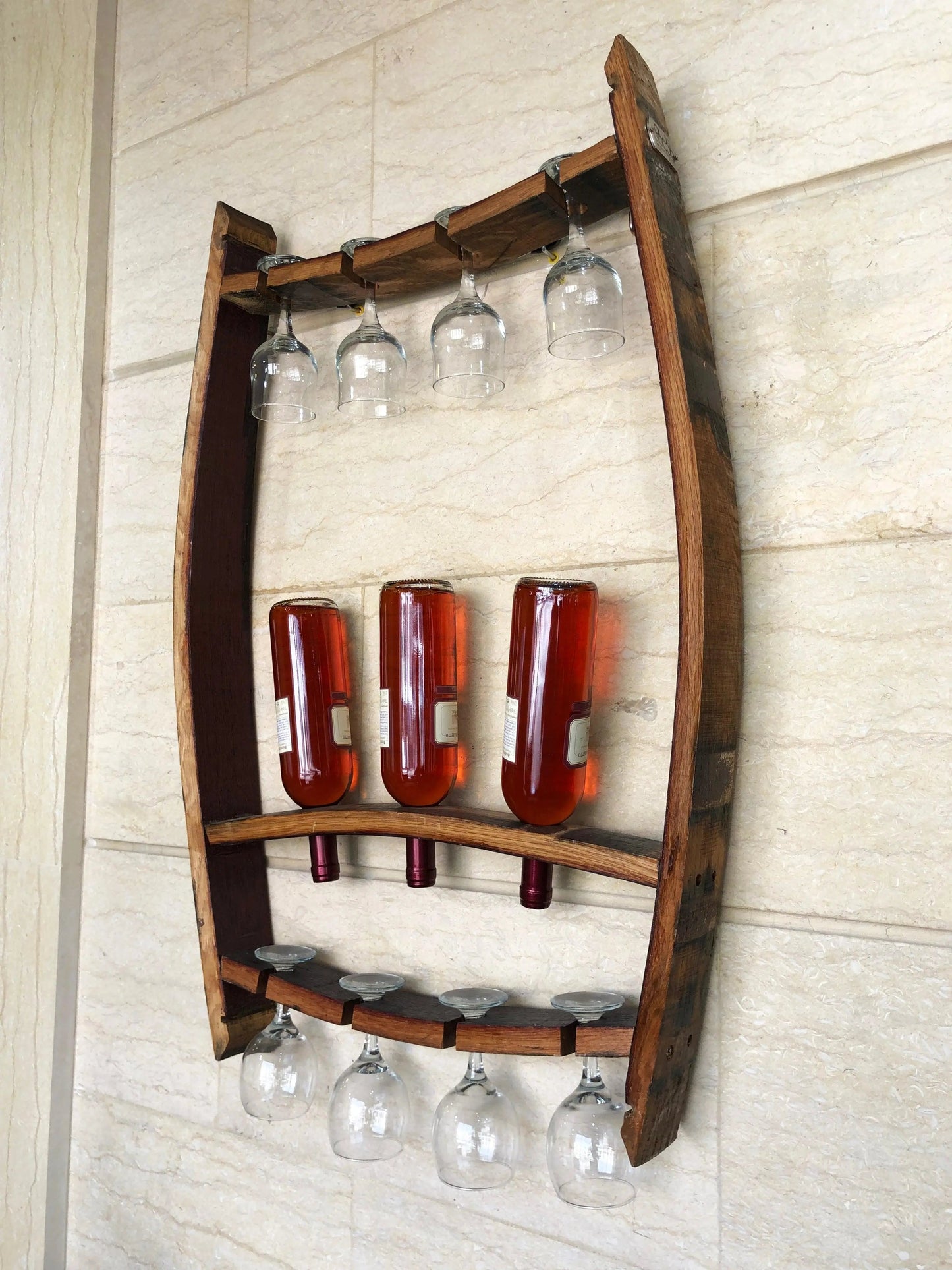 Wine Barrel Wall Mount Wine Rack Set