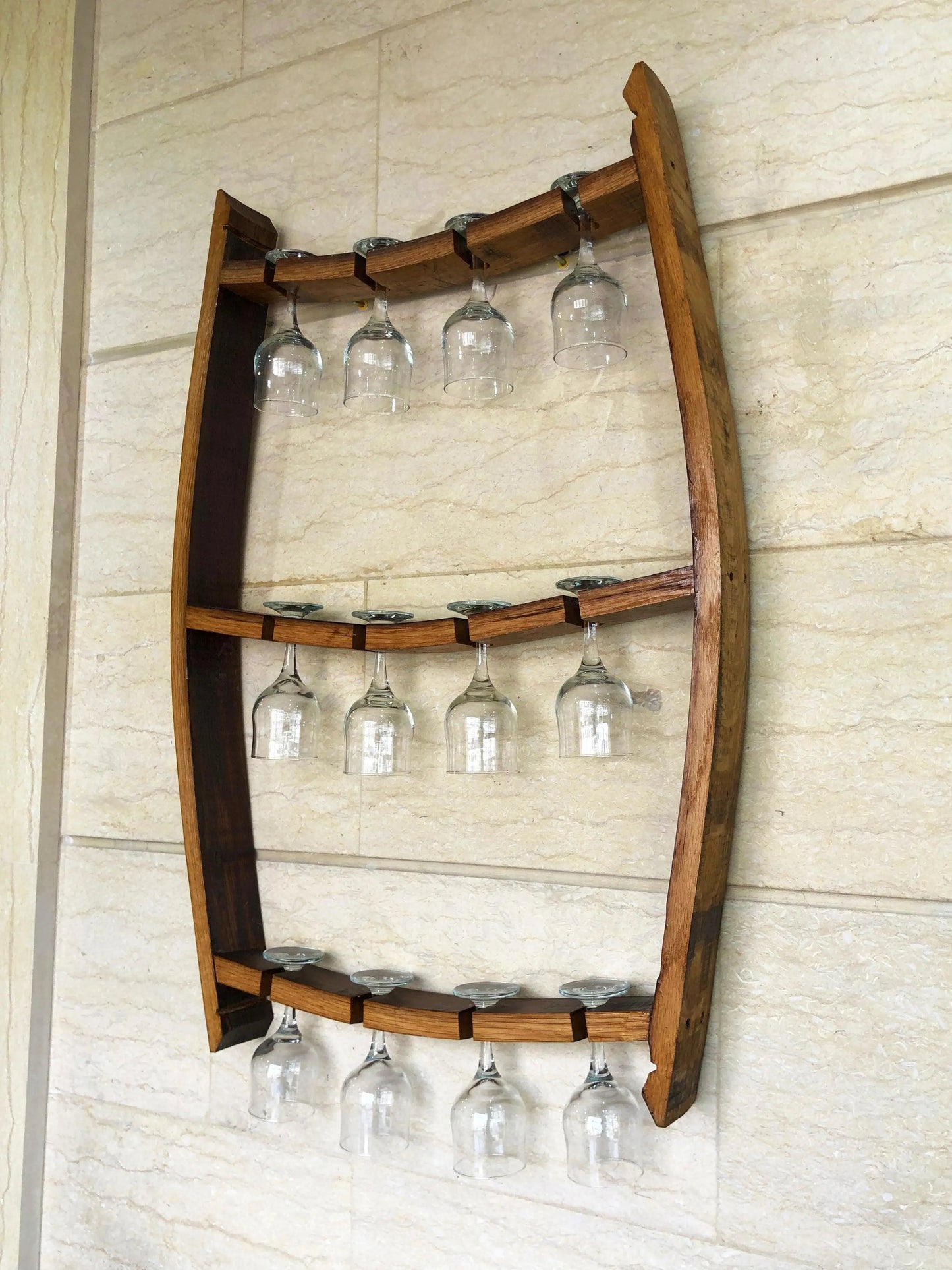 Wine Barrel Wall Mount Wine Rack Set