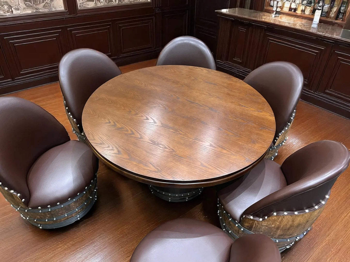 Wine Barrel Poker Set with Game Table & Barrel Chair