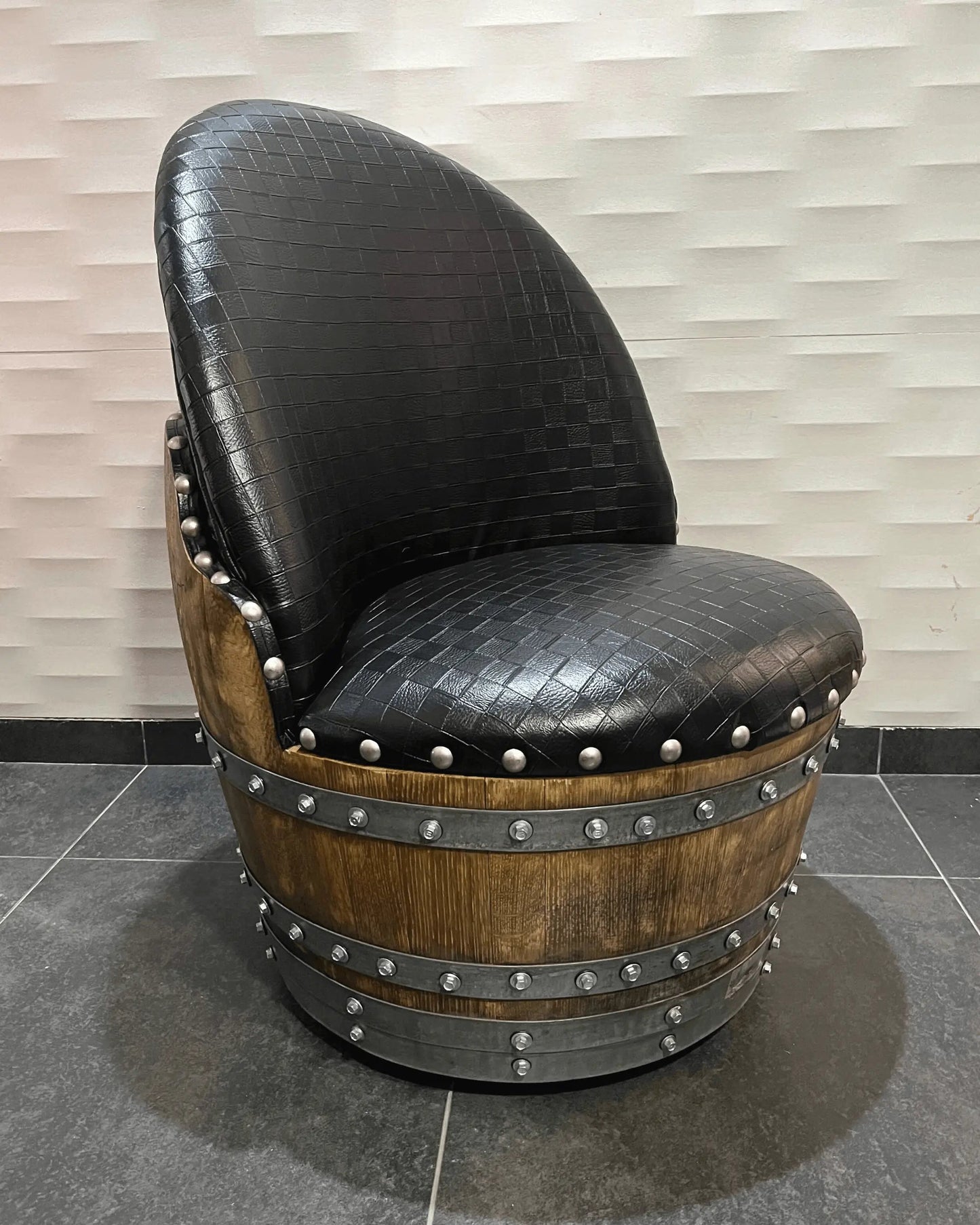 Rustic Whiskey Barrel Furniture Set - Dark Oak Coffee Table