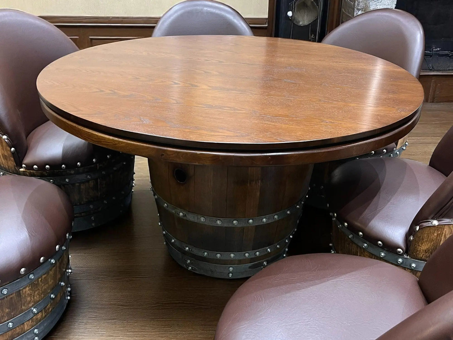 Wine Barrel Poker Set with Game Table & Barrel Chair