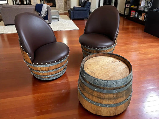 Rustic Whiskey Barrel Furniture Set