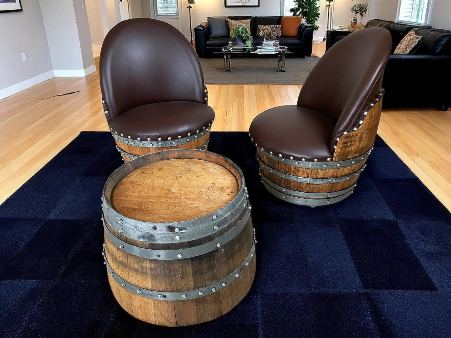 Rustic Whiskey Barrel Furniture Set