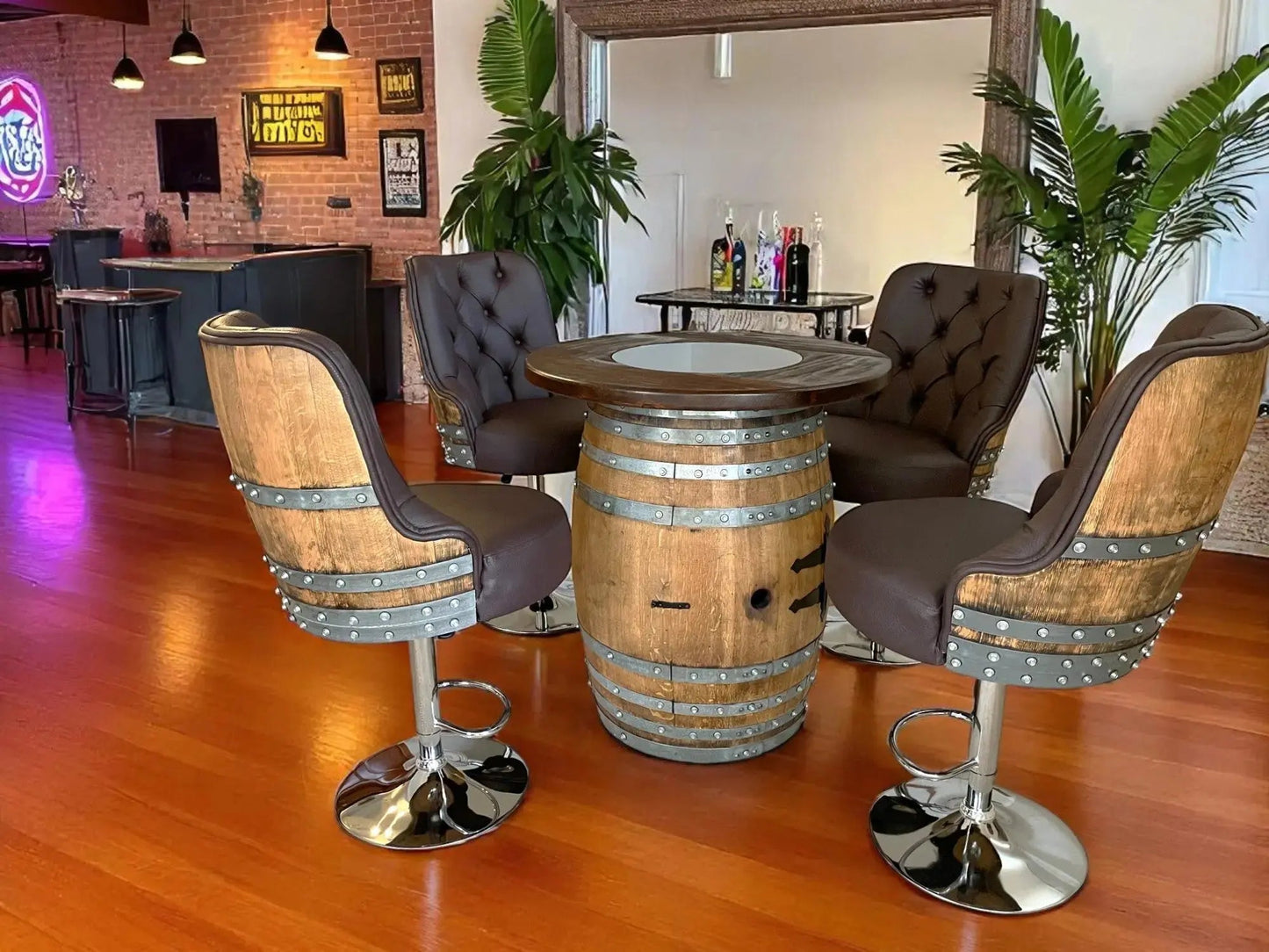 Luxury Oak Barrel Bar Stool