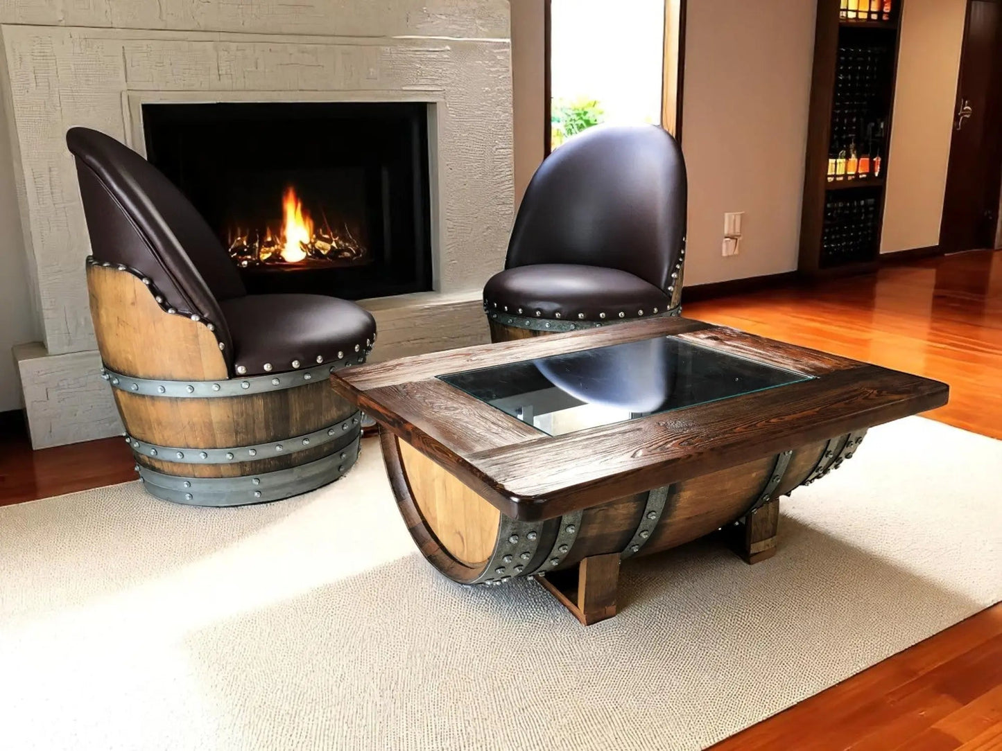 Dark Oak Whiskey Barrel Coffee Table