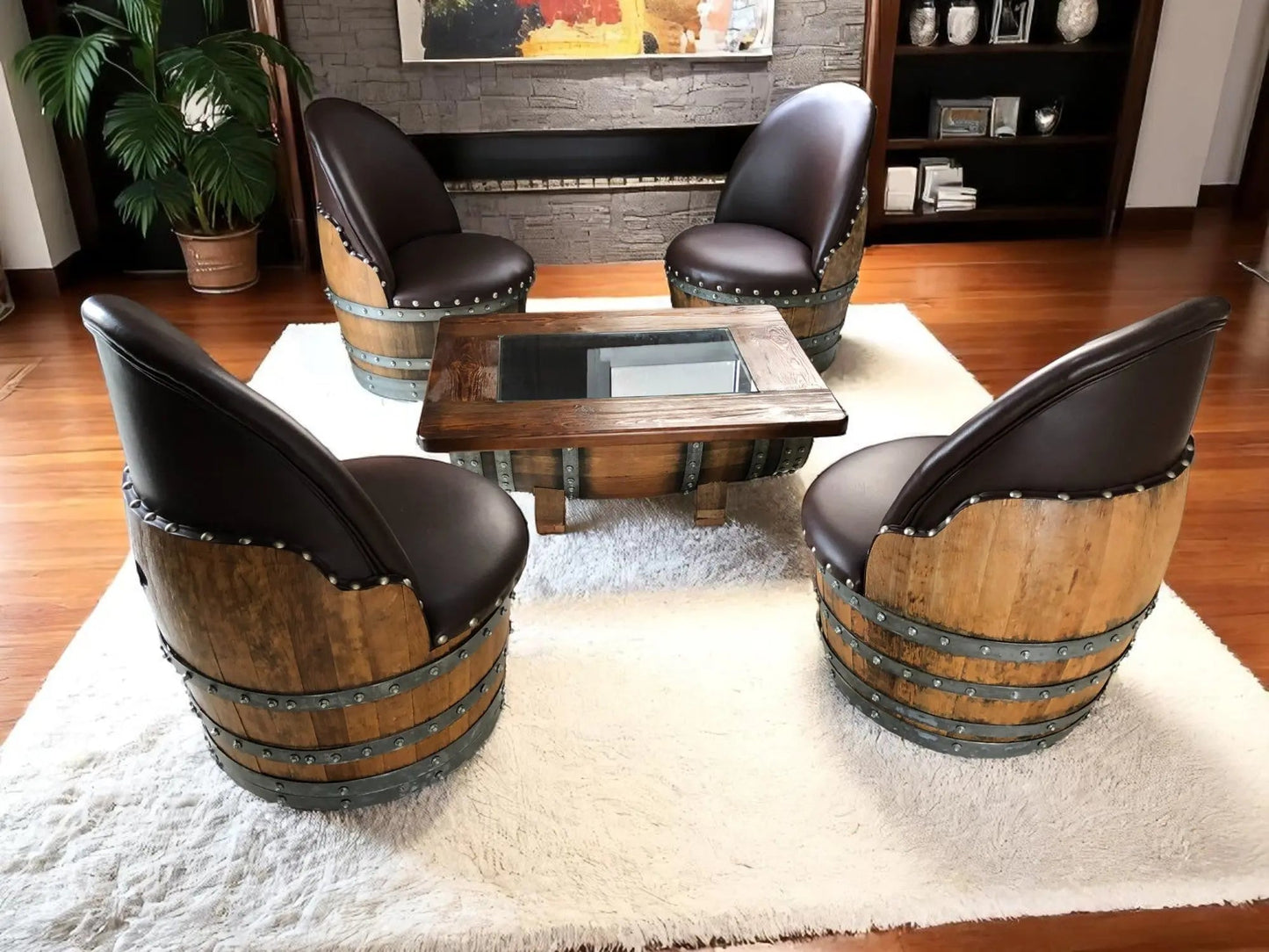 Dark Oak Whiskey Barrel Coffee Table