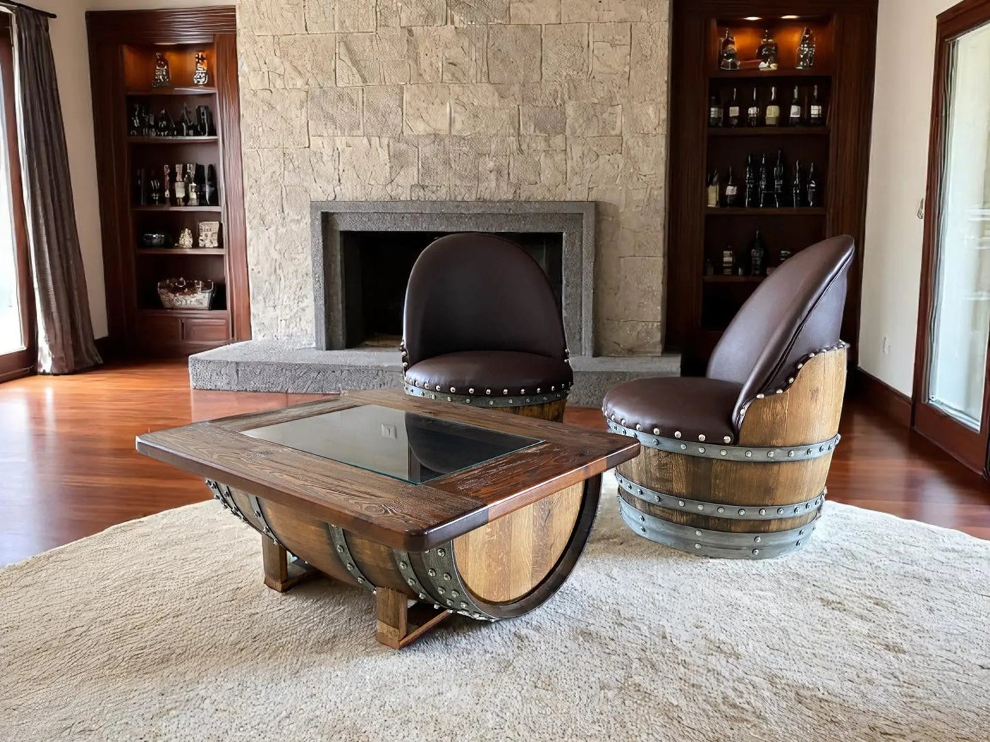 Dark Oak Whiskey Barrel Coffee Table