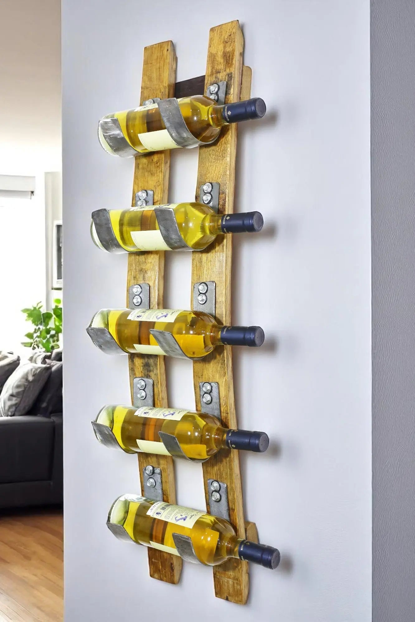 Wine Barrel Stave 5-Bottle Holder