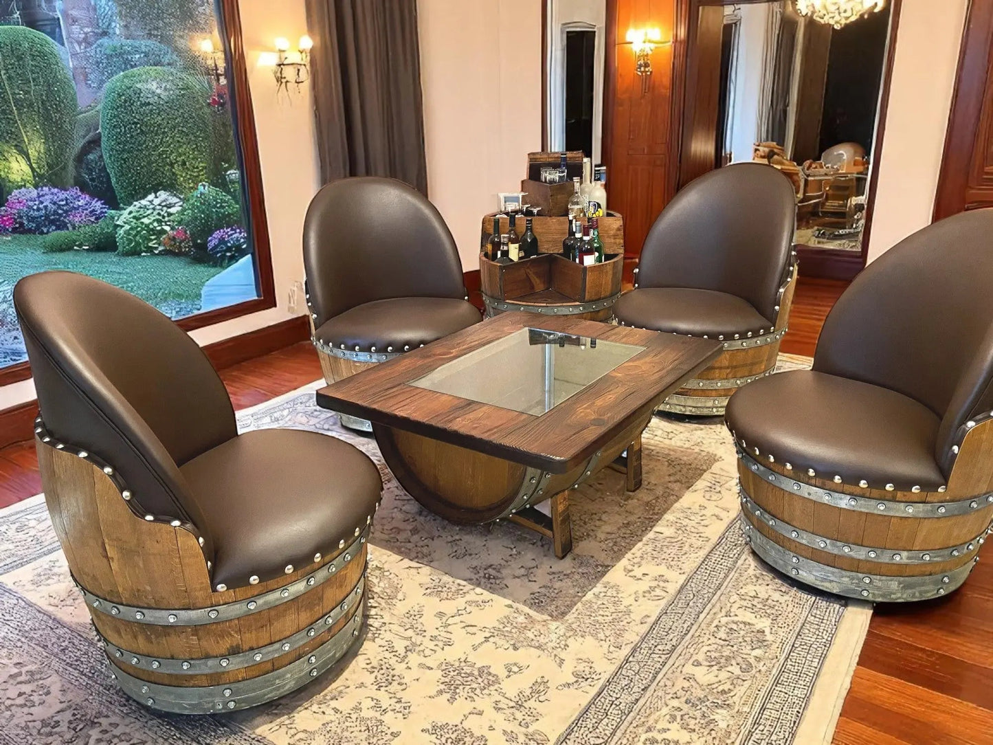 Dark Oak Whiskey Barrel Coffee Table