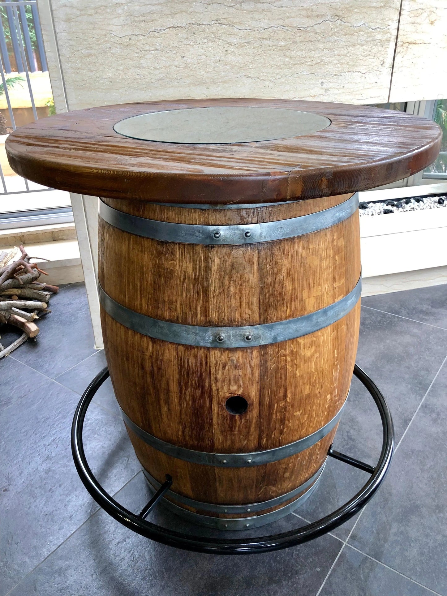 Whiskey and Wine Barrel Footrest