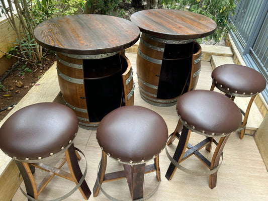 Double Oak Barrel Pub Table Set