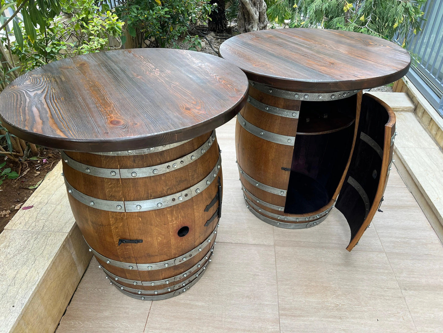 Double Oak Barrel Pub Table Set