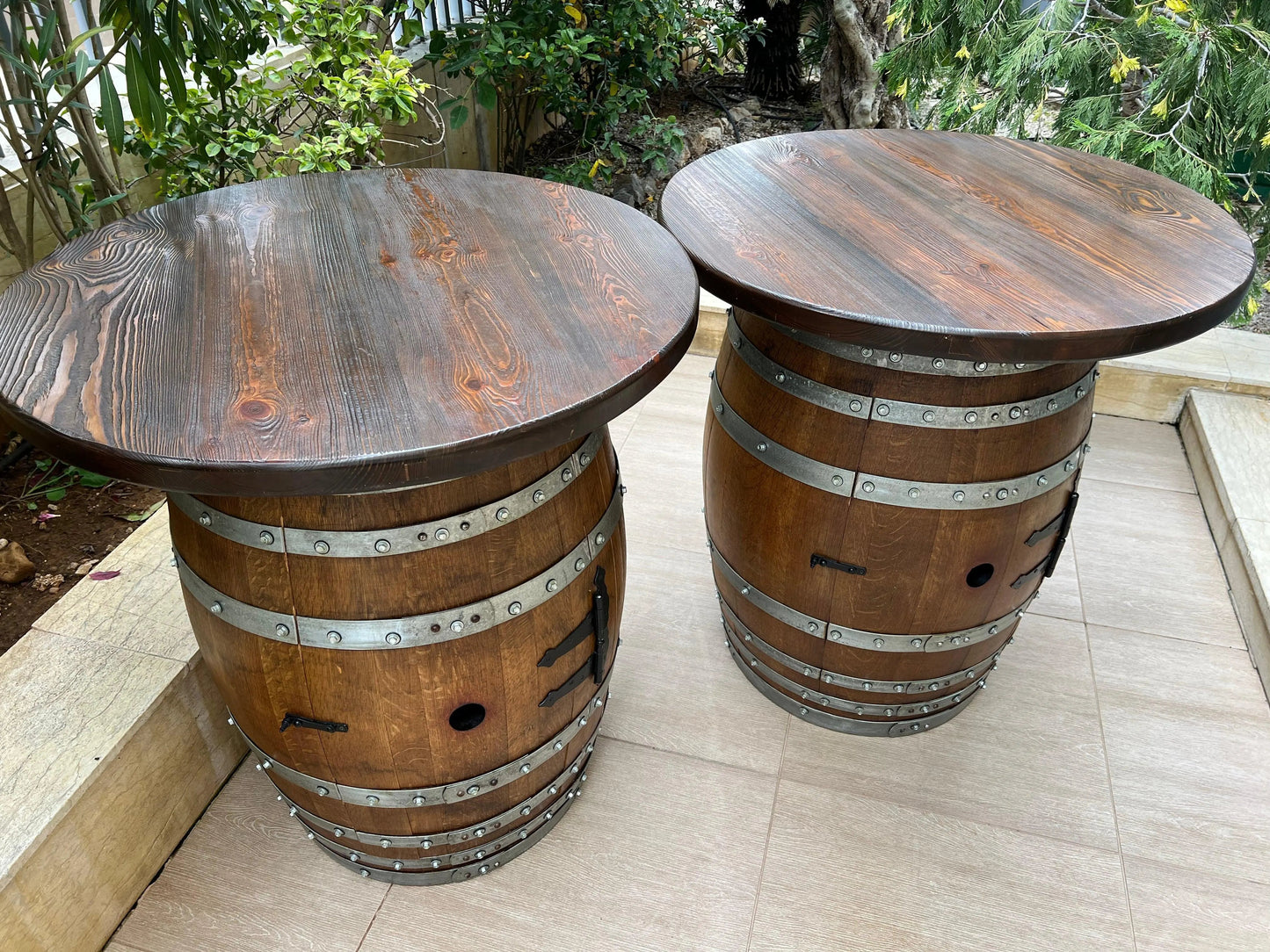 Double Oak Barrel Pub Table Set