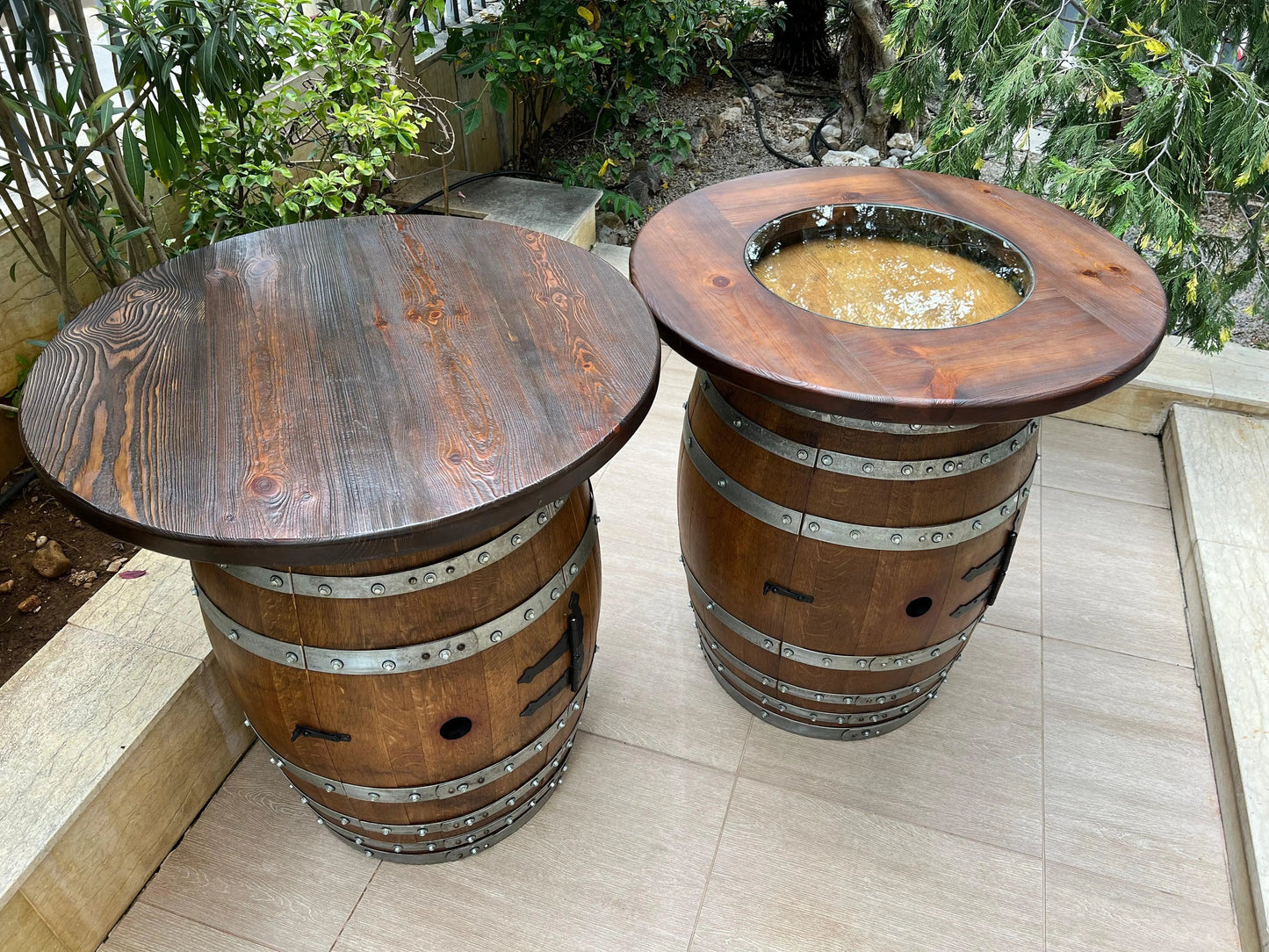 Double Oak Barrel Pub Table Set