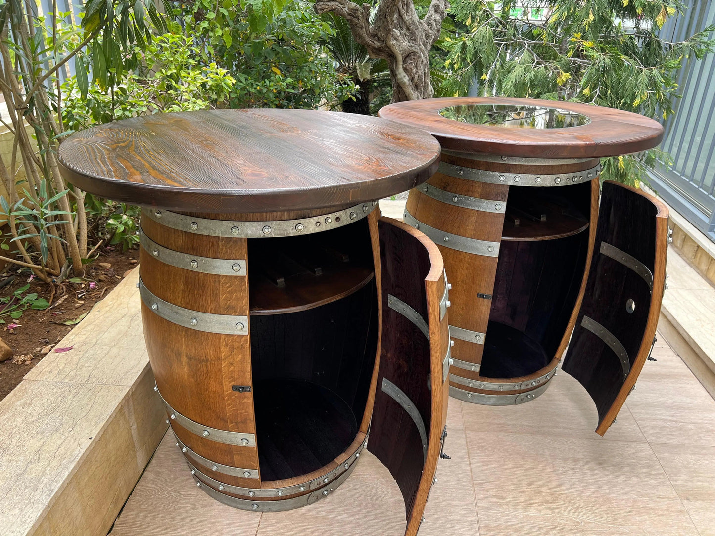 Double Oak Barrel Pub Table Set