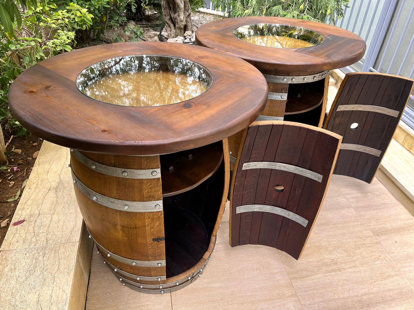 Double Oak Barrel Pub Table Set