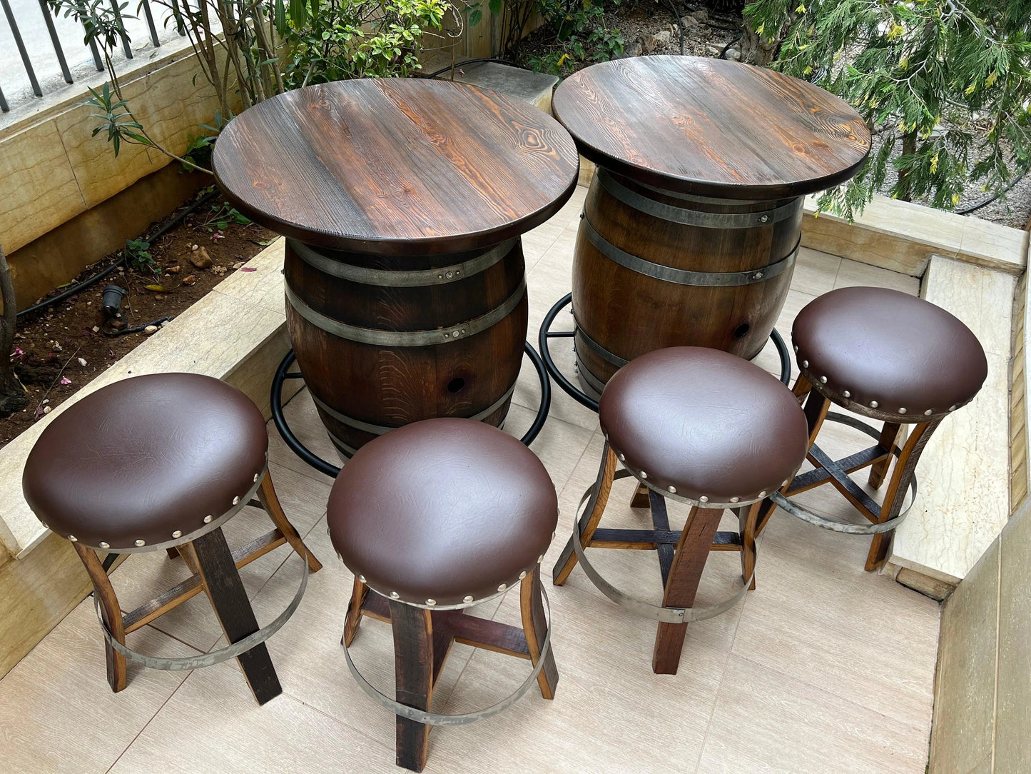 Double Oak Barrel Bistro Pub Table Set