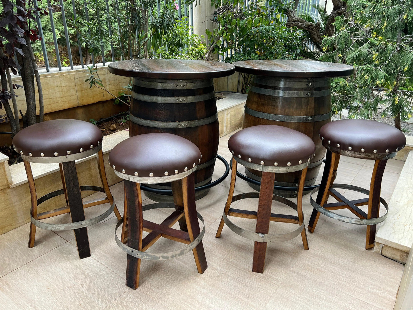 Double Oak Barrel Bistro Pub Table Set