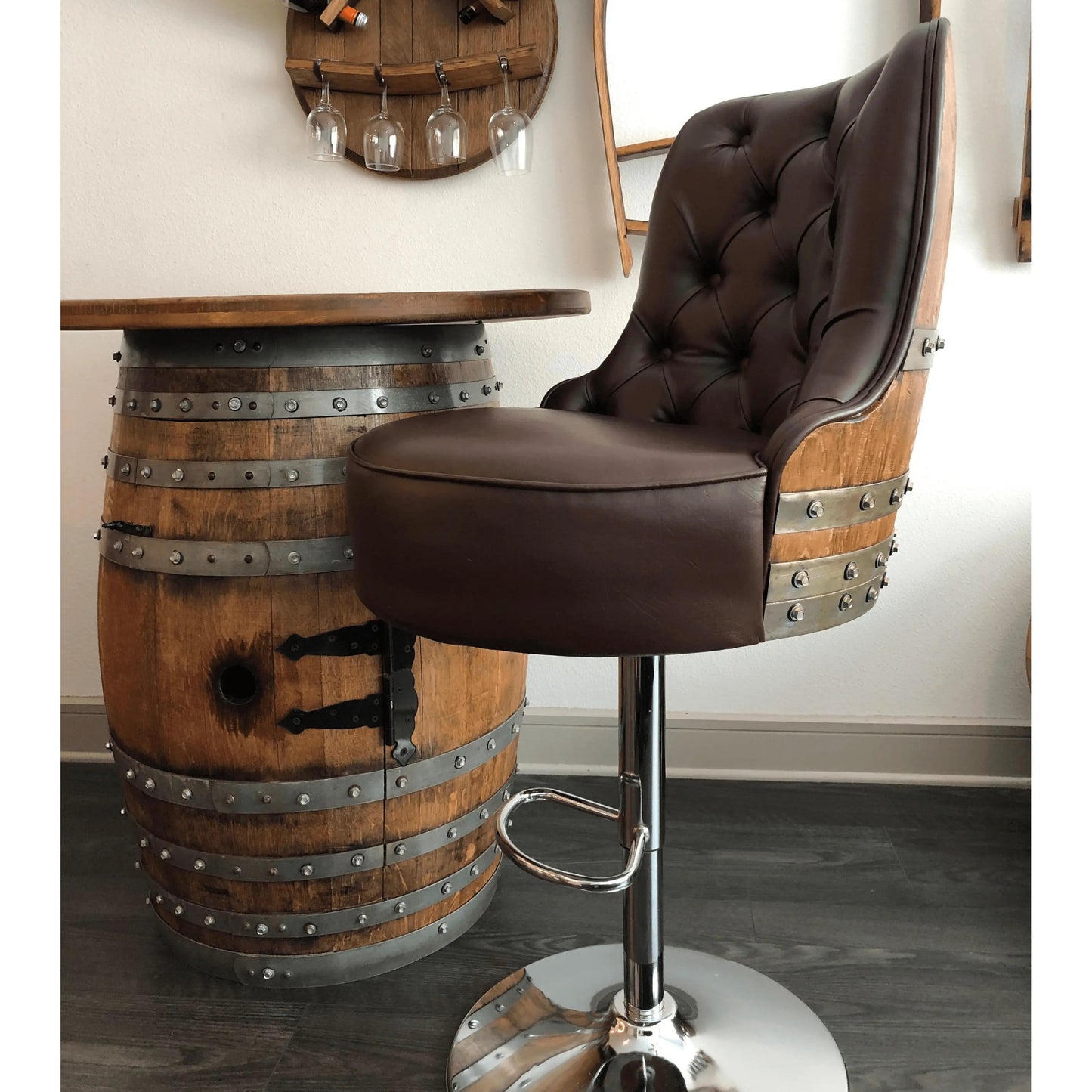Luxury Wine Barrel Bar Set with Pub Table & Wine Barrel Bar Stools