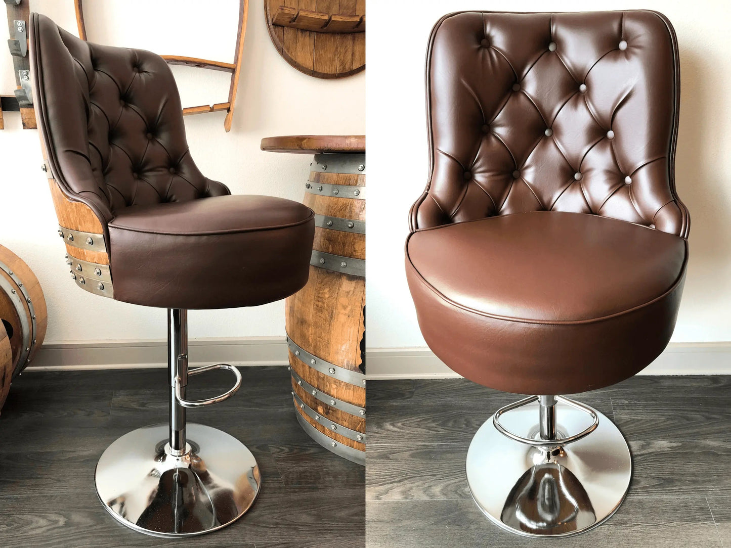 Luxury Oak Barrel Bar Stool