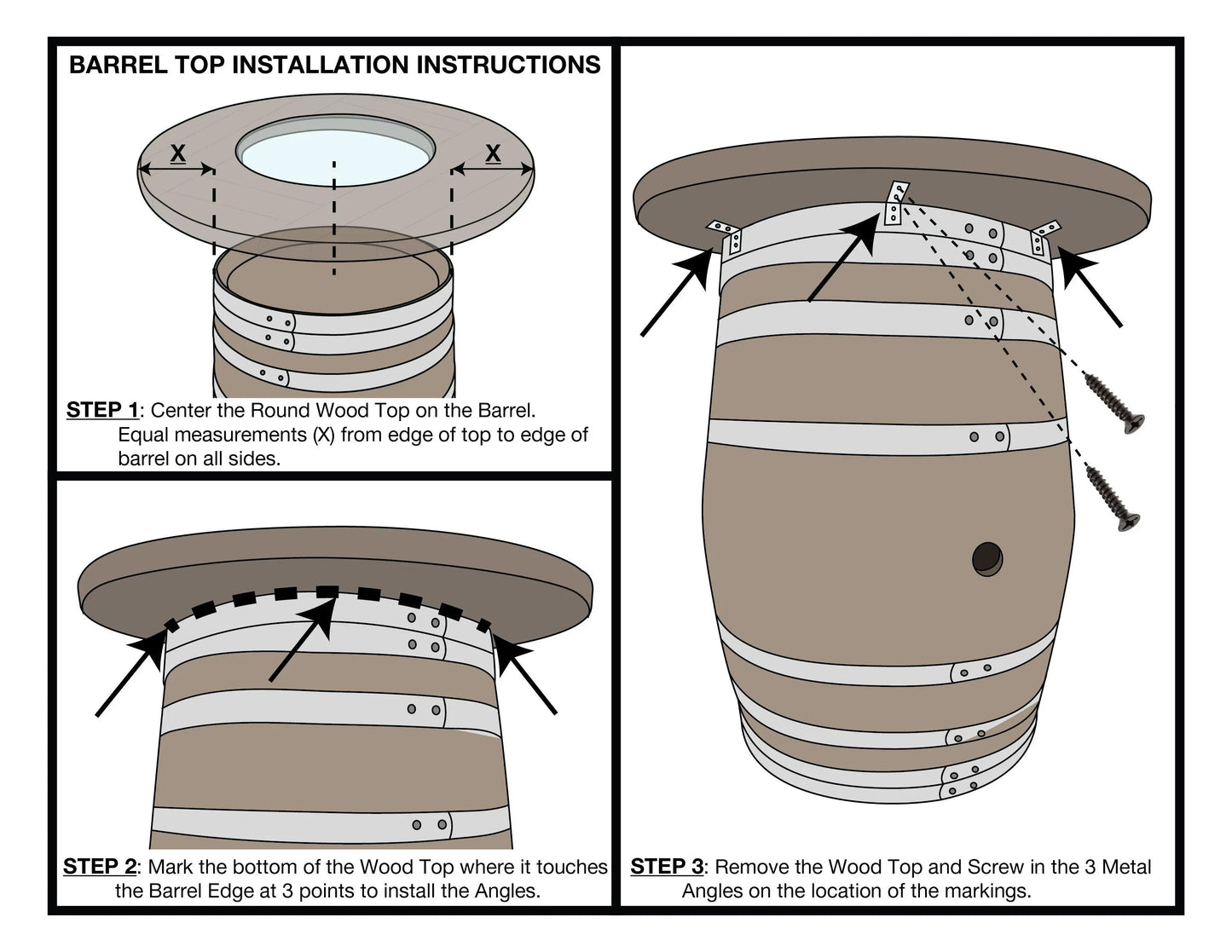 Whiskey Barrel Table Top with Glass Center