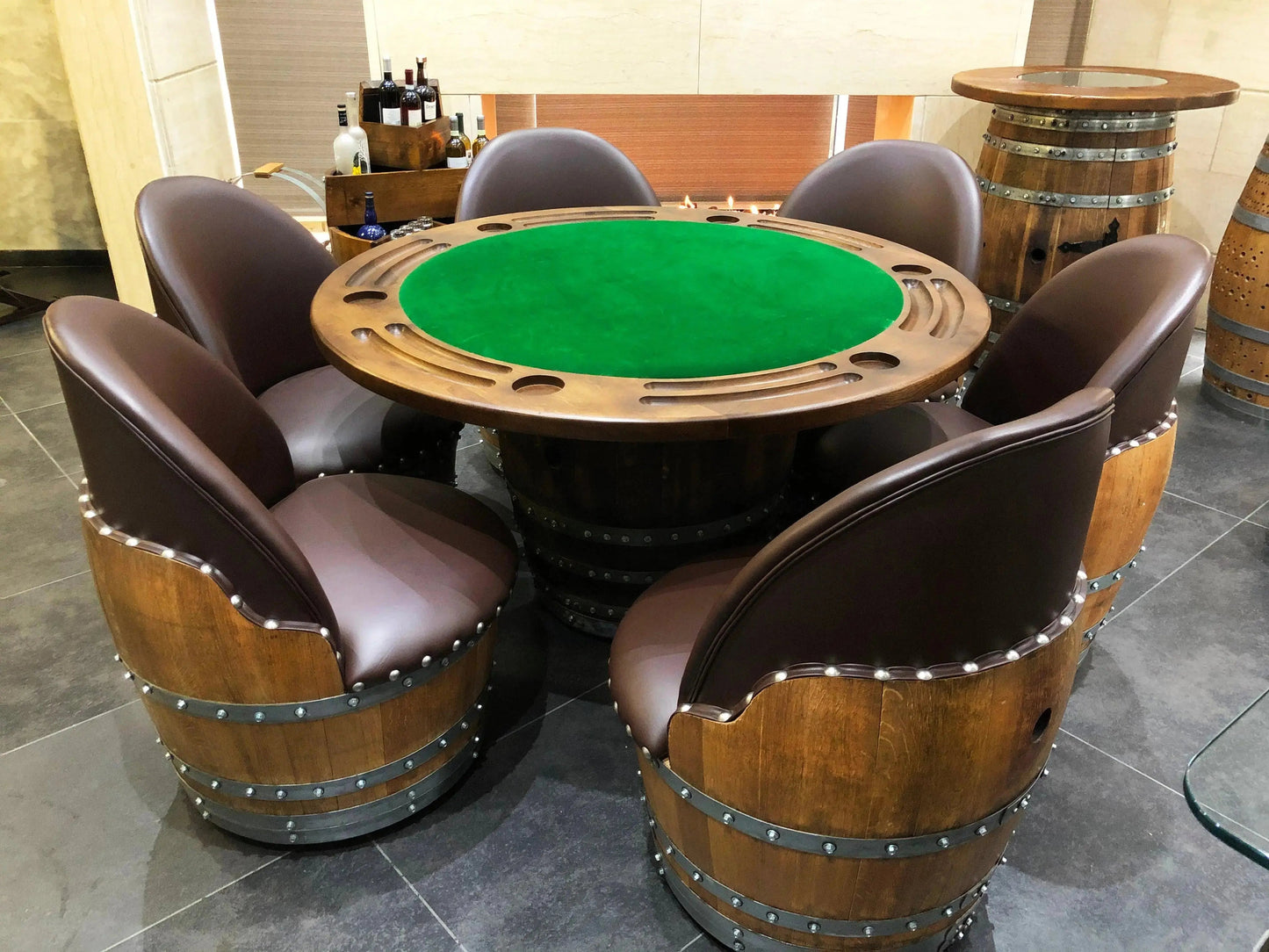 Brown Oak Barrel Chair
