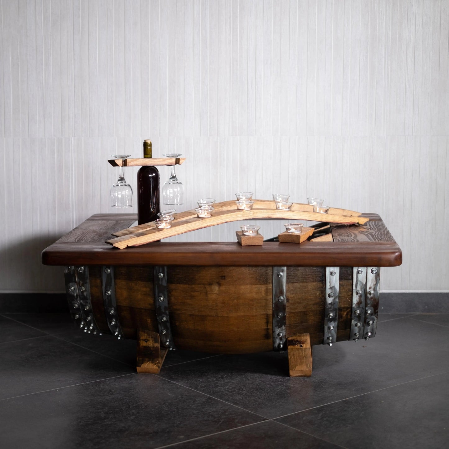 Dark Oak Whiskey Barrel Coffee Table