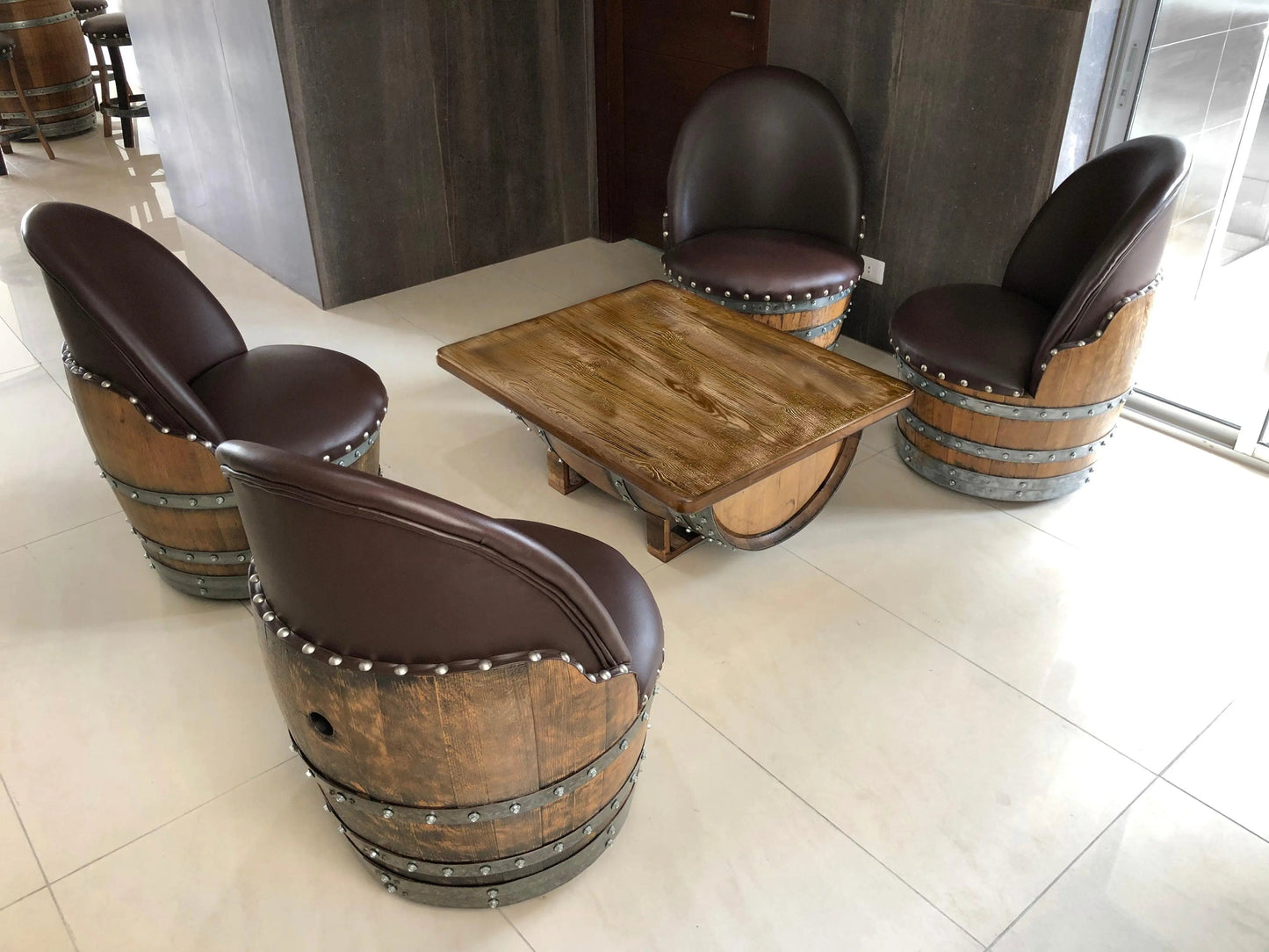 Dark Oak Whiskey Barrel Coffee Table