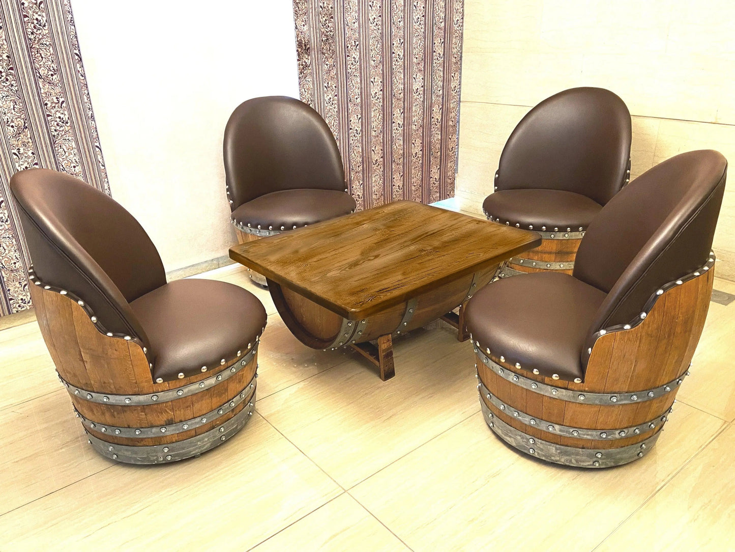 Dark Oak Whiskey Barrel Coffee Table