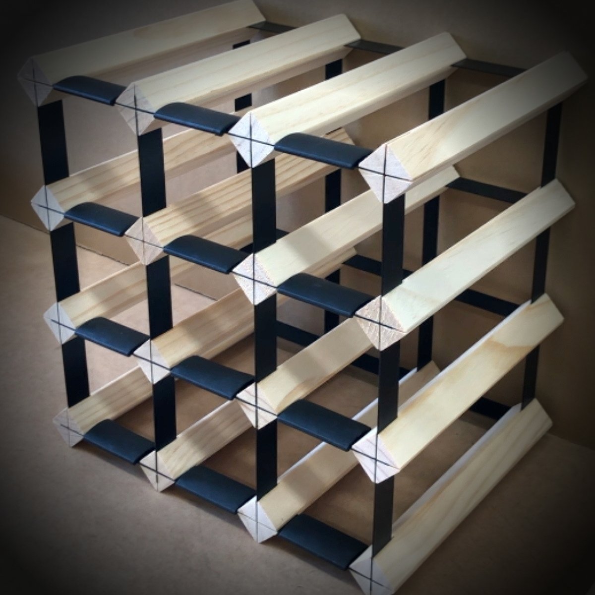 12 Bottle Timber Wine Rack – 3×3 Modular Wooden Wine Storage Rack