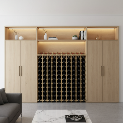 Wooden Pine Wine Rack Base Unit Insert Customizable Bottle Storage for 100+ Bottles