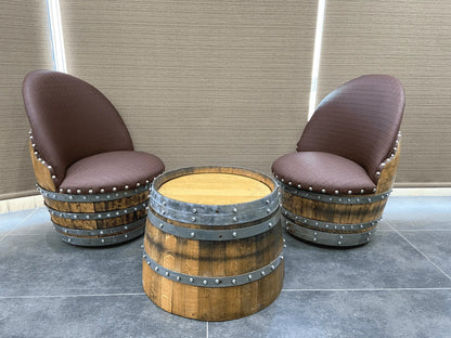 Rustic Whiskey Barrel Furniture Set