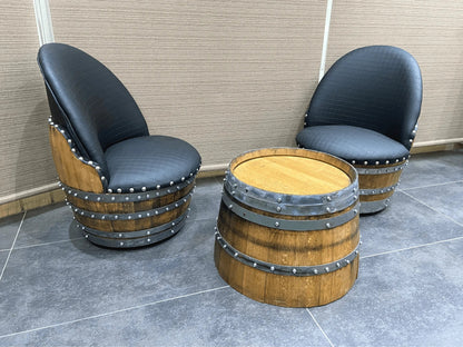 Rustic Whiskey Barrel Furniture Set