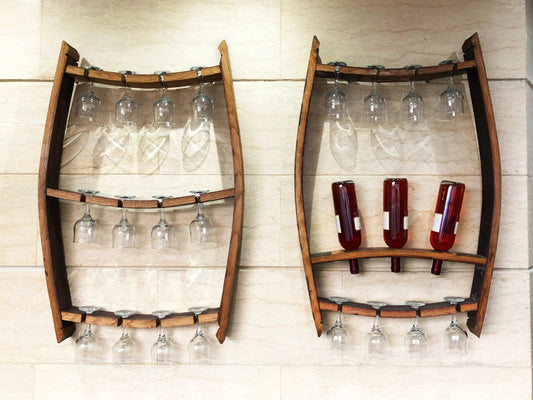 Wine Barrel Wall Mount Wine Rack Set