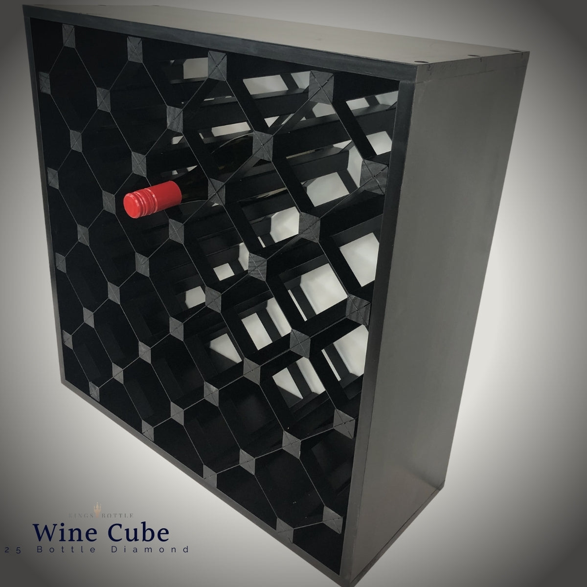 25 Bottle Diamond Cube Wine Rack – Modular Wine Storage Rack (18mm Thick Frame)