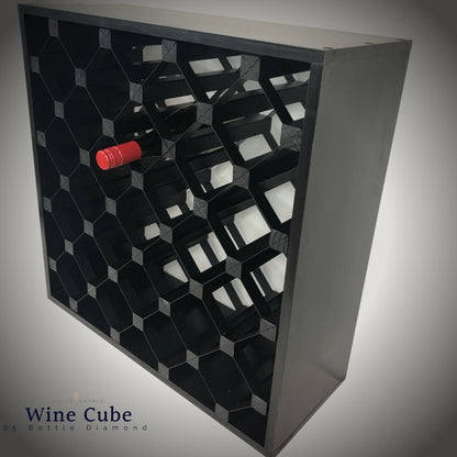 25 Bottle Diamond Cube Wine Rack – Modular Wine Storage Rack (18mm Thick Frame)