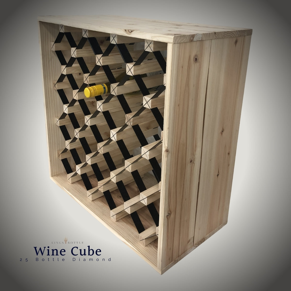 25 Bottle Diamond Cube Wine Rack – Modular Wine Storage Rack (18mm Thick Frame)