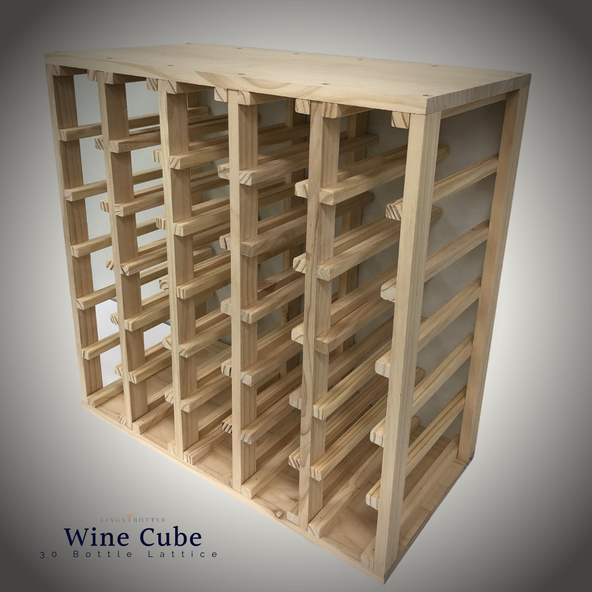 30 Bottle Lattice Wine Cube – Modular Wine Rack with 18mm Thick Frame