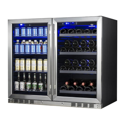 KingsBottle 39" Dual Zone Wine & Beer Refrigerator – Under Counter Wine & Beverage Cooler