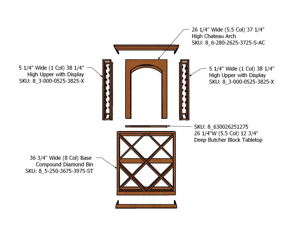 3 Foot Wine Cellar Storage System | 128 Bottle Capacity