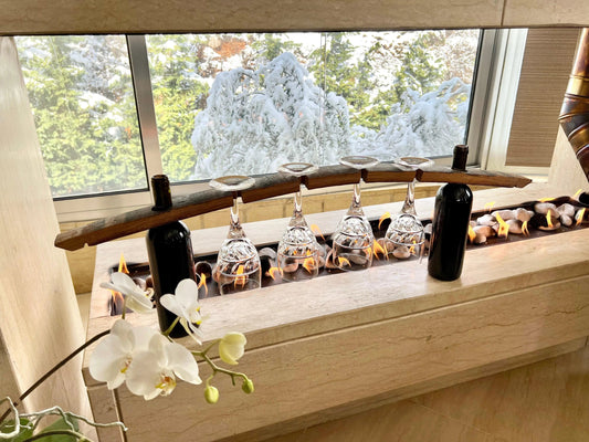 Wine Barrel Stave 4-Glass Stemware Bridge Display