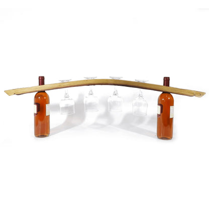 Wine Barrel Stave 4-Glass Stemware Bridge Display