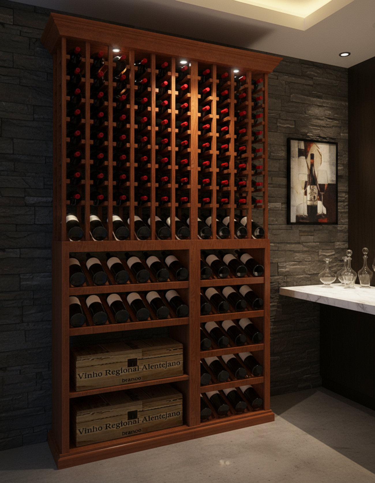 4 Foot Wine Cellar Storage System | 140 Bottle Capacity
