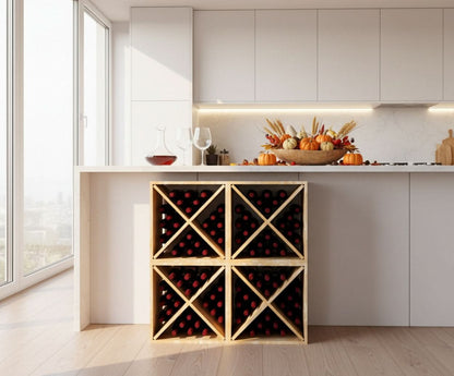 Modular Wine Cube Bin Storage for Various Size Bottles Stackable Design