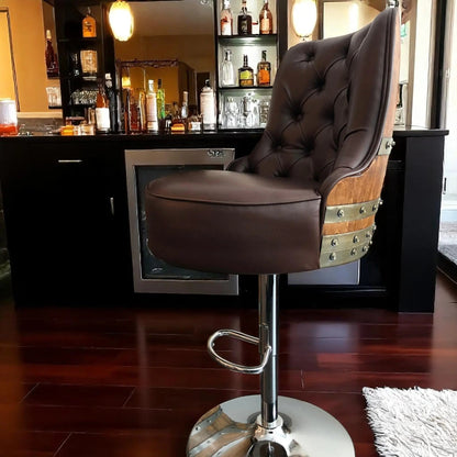 Luxury Oak Barrel Bar Stool