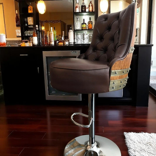 Luxury Oak Barrel Bar Stool