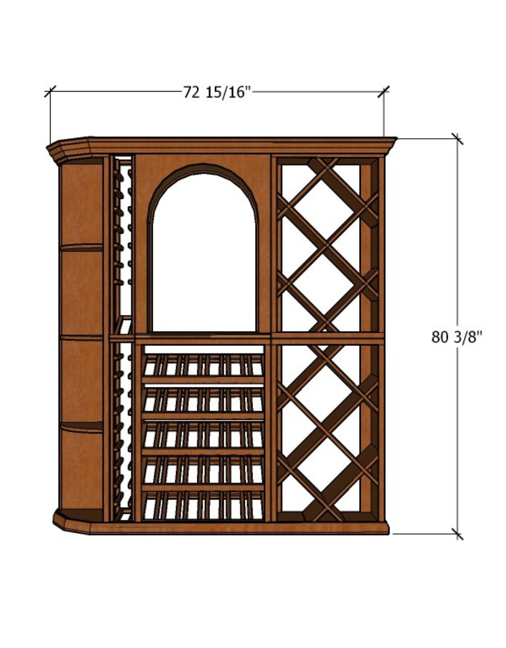 Luxury 6 Foot Wine Cellar Storage System - 210 Bottle Capacity