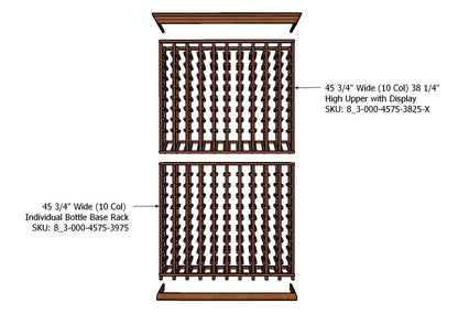 Multi Column Wine Racking System Customizable Bottle Storage with Presentation Row Display Holds 190 Bottles